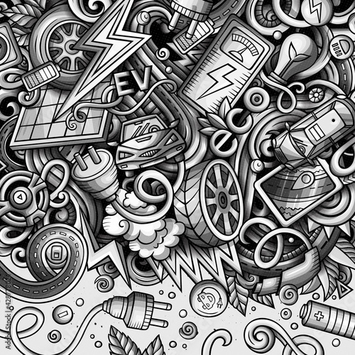 Cartoon doodles electric cars frame design