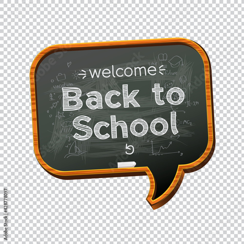 Back to school speech blackboard transparent background, vector image