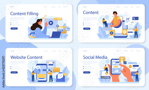 Content filling web banner or landing page set. Making responsive