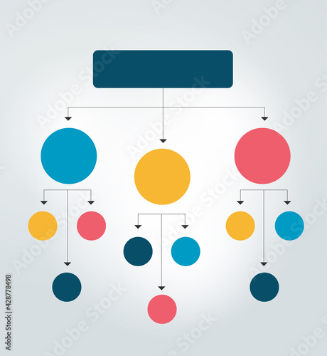 Infographics flowchart. Colored shadows scheme.