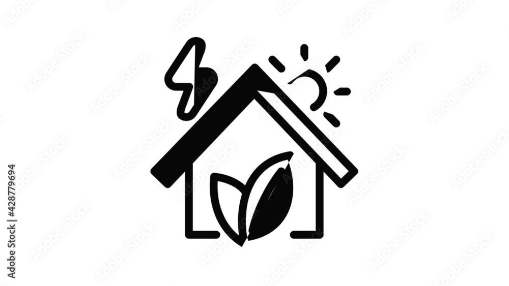 Eco house icon animation outline best object on white background Eco house icon animation outline best object on white background