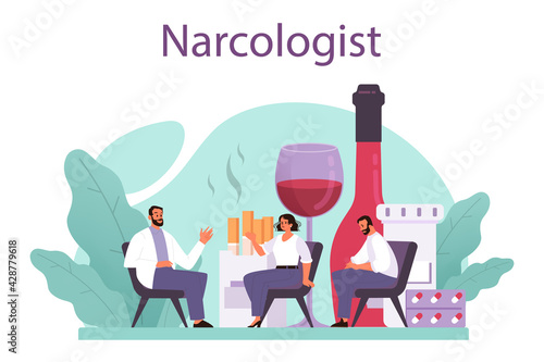 Narcologist concept. Professional medical specialist. Drug and tobacco photo