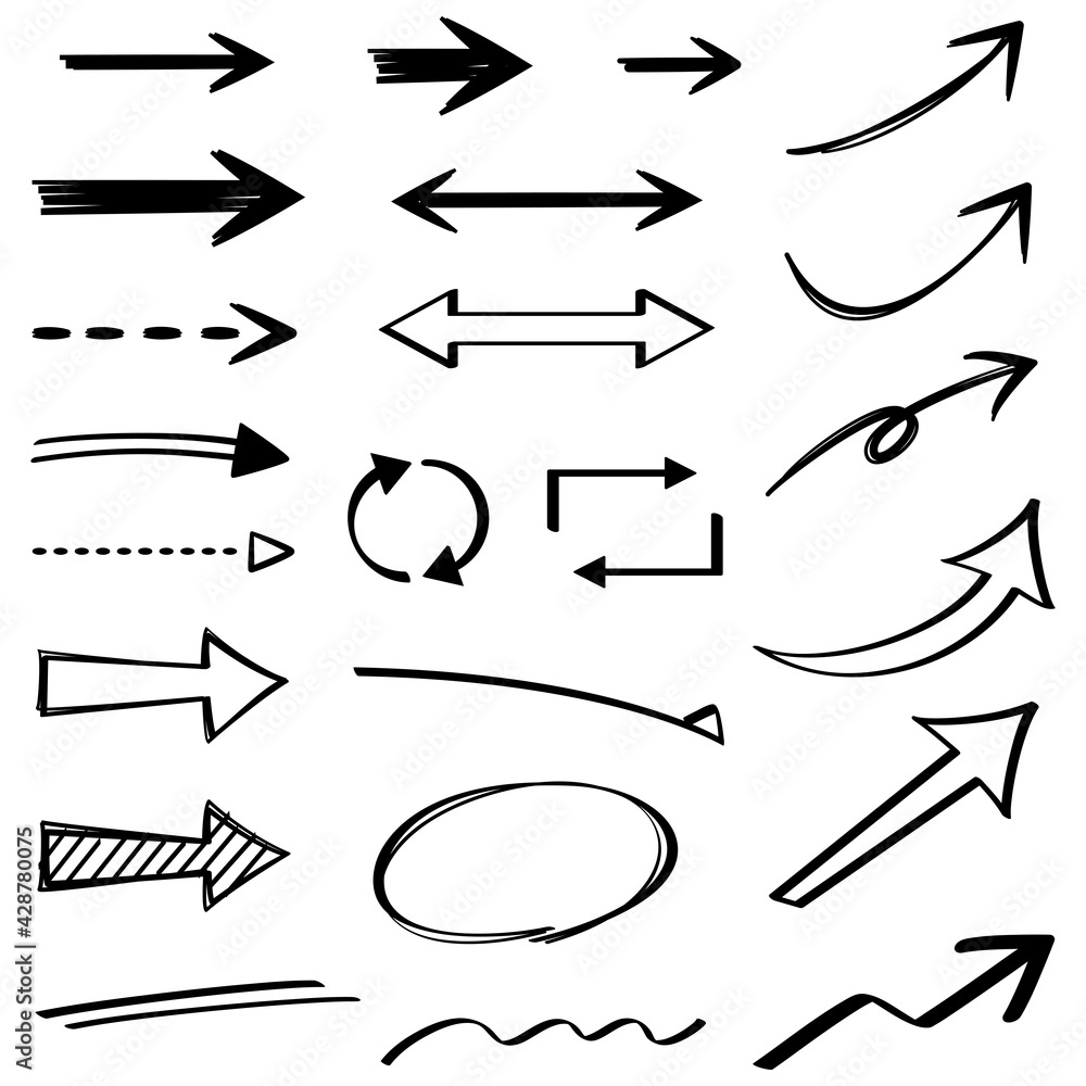 ペンで書いたような手書き矢印 黒色 Stock Vector Adobe Stock ペンで書いたような手書き矢印 黒色 Stock Vector Adobe Stock