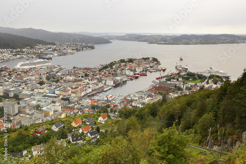 View of Bergen Norway city and port from above © M. & S.-N. Petersen