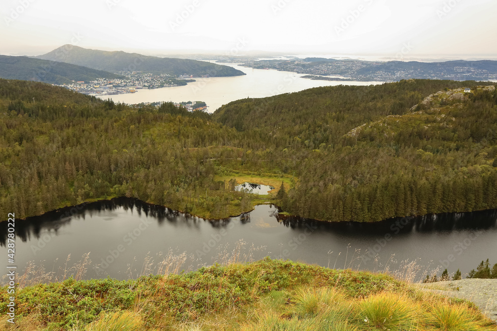 Obraz premium View on fjord and lake Bergen Norway