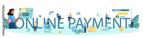 Online payment typographic header. Website payment system