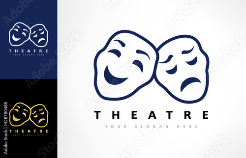 Theater masks logo vector. Theater and acting design.