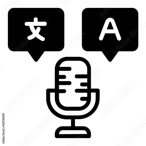 Audio Translation Service Concept Vector line Icon Design, Language Translation symbol on white background, Dub localization stock illustration