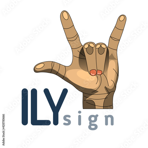 An image of the hand of the abbreviation ILY, meaning in American sign language the phrase I Love You.