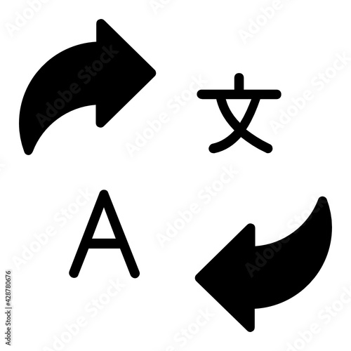 Translator Software Button Concept Vector line Icon Design, Language Translation symbol on white background, Dub localization stock illustration