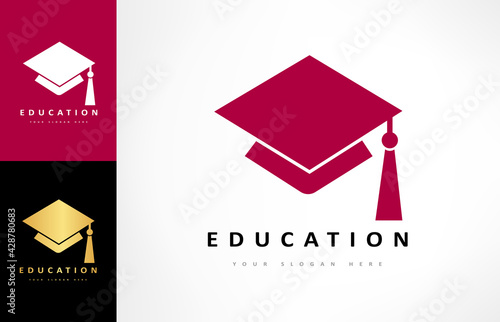 graduation hat logo education vector