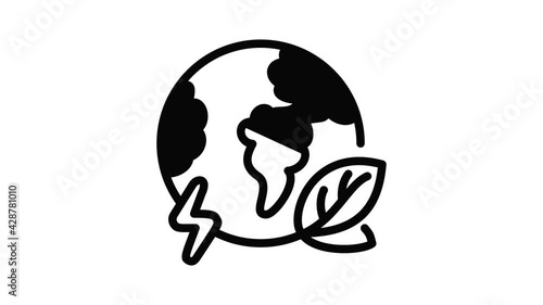 Eco globe earth icon animation outline best object on white background