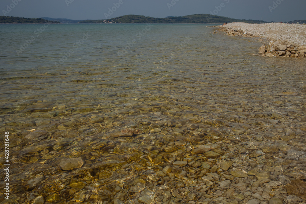 under the sea pebble stone beach of the Adriati  