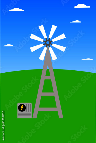 Windmill for generating electricity with substation