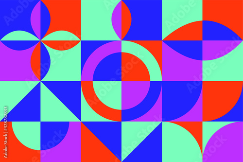 Colorful mosaic background mural geometric shapes