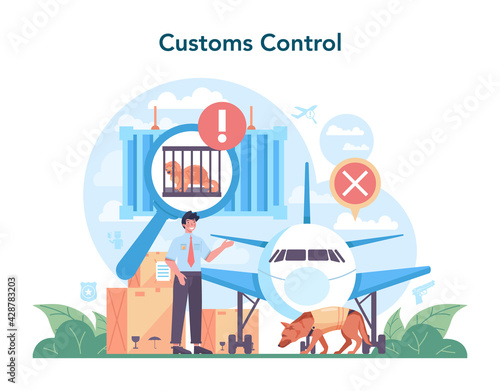 Customs officer concept. Passport control at the airport. Security