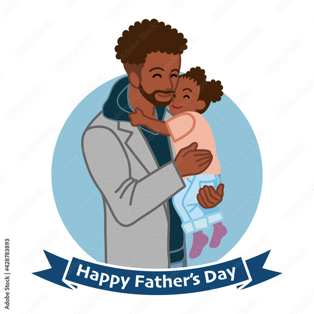 Father embracing a child, african - Father's day clip art