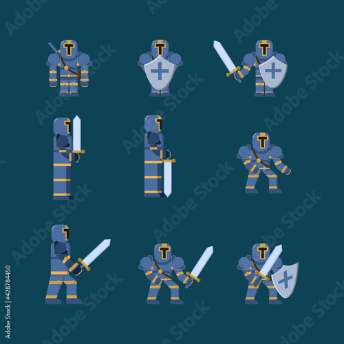 Set of classic knight, noble, warrior character game role playing game icon and illustration © Amru