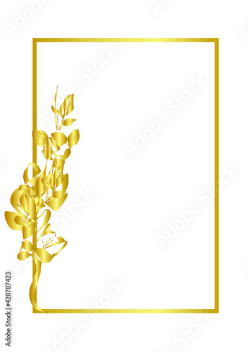 Złota rama z kwiatami, gold, ramka, beauty, ramki, złote elementy