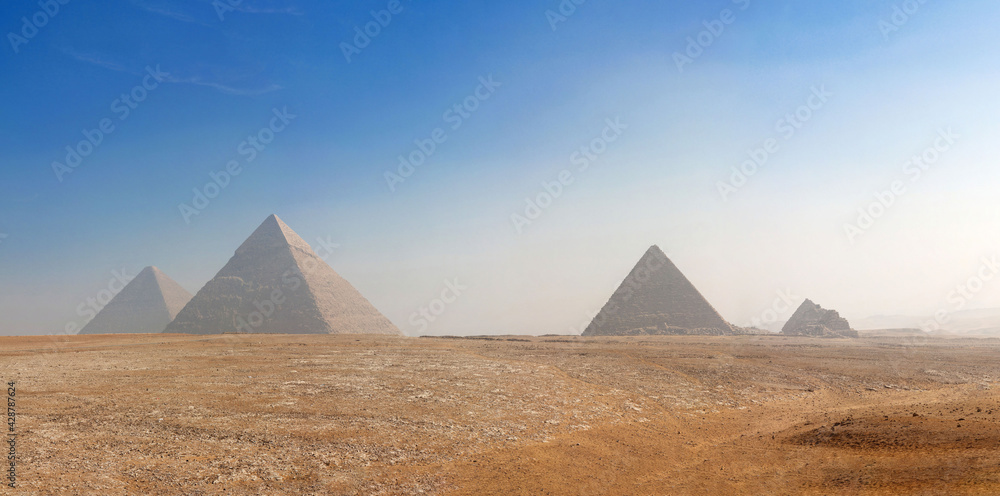 Beautiful photo of mysterious pyramids in the unique Egypt.