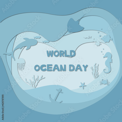 World ocean day background illustration, poster, design . High quality illustration 