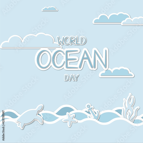 World ocean day background illustration, poster, design . High quality illustration 