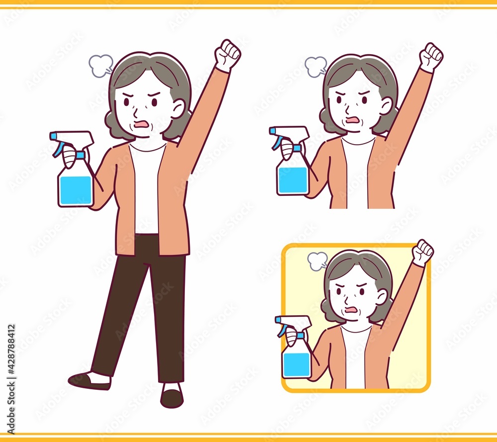 Elderly woman with gray hair