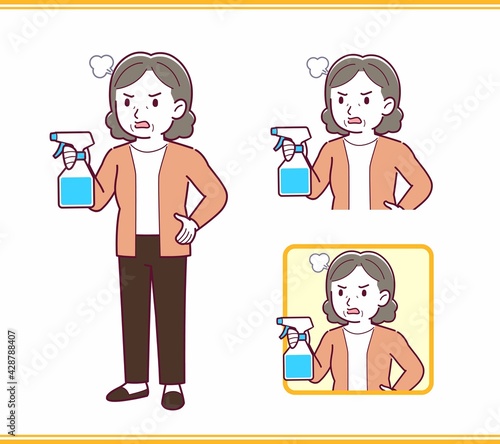 Elderly woman with gray hair