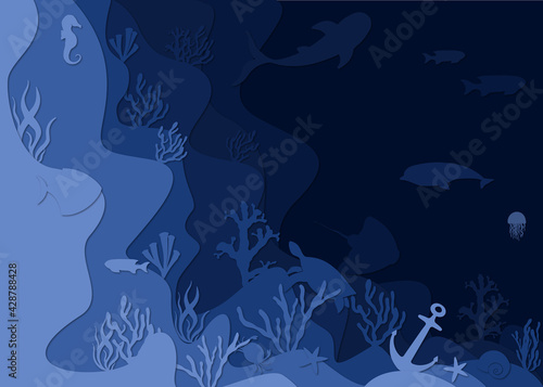 World ocean day background illustration, poster, design . High quality illustration 