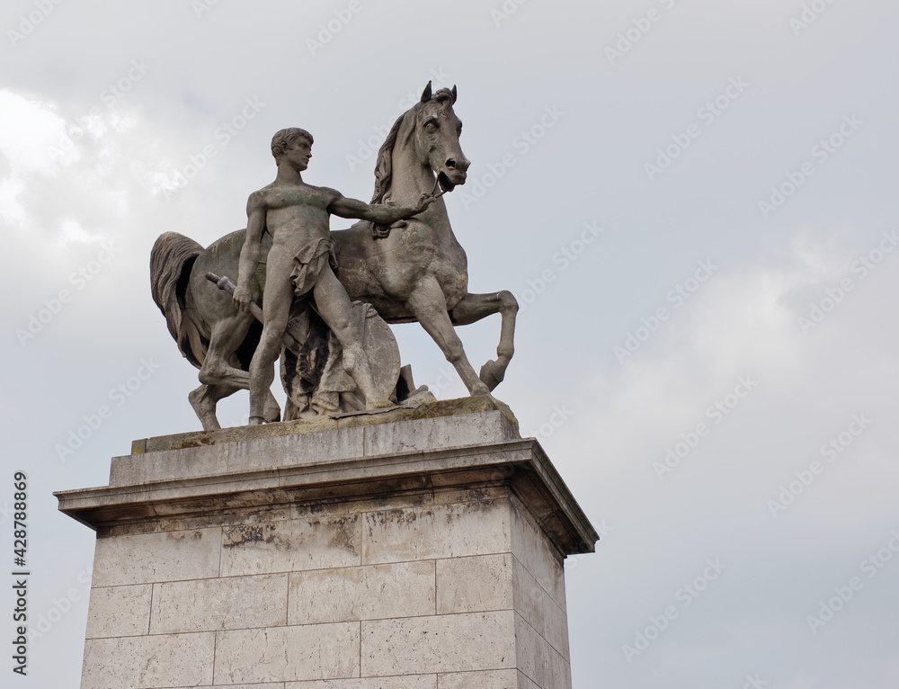 Sculpture of a Roman warrior on the bridge of Jena, sculptor Louis-Joseph Doma