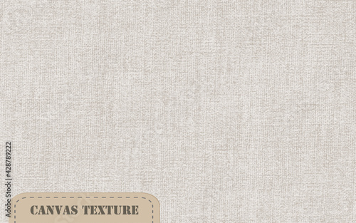 Natural old canvas texture. Grey canvas textured background. White french Linen border Background. Flax fibre wallpaper. Organic fabric yarn close up. Sack Cloth Packaging. Vector illustration EPS10