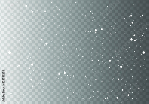 Falling white snow on transparent background.White spark glitter with glow light effect.Glow light effect on transparent background. Flash light effect.