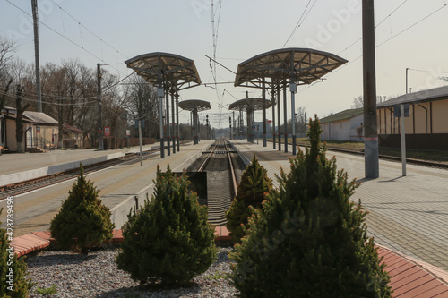 Zelenogradsk, Russia - March 31, 2021. Railway station of Zelenogradsk-Novy station