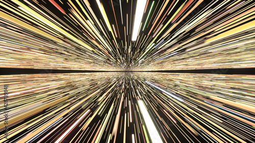 Abstract Image of Light Rays Meeting at a Vanishing Point with Mirror Effect 3D Rendering