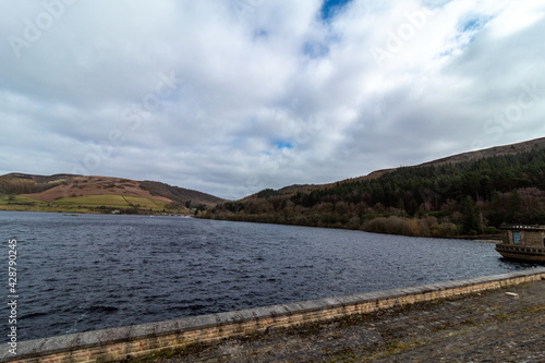 Walking on Derwent Valley Water Board in Peak District UK