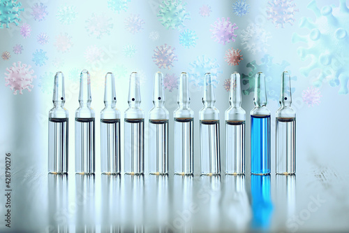 syringe and ampoule  coronavirus vaccine  concept medicine vaccination protection covid 19