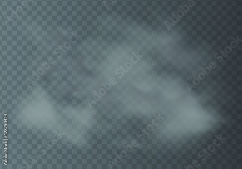 Realistic smoke on transparent background. Vector illustration with special smoke effect.Vector isolated realistic cigarette smoke waves.
