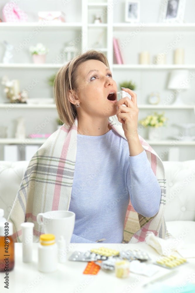 beautiful young woman with sore throat beautiful young woman with sore throat