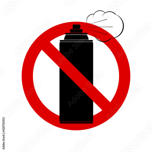 No aerosol spray. Prohibition sign. Forbidden round sign. Vector illustration