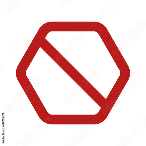 Empty hexagonal no sign. Prohibition symbol. Forbidden hexagonal sign. Vector illustration