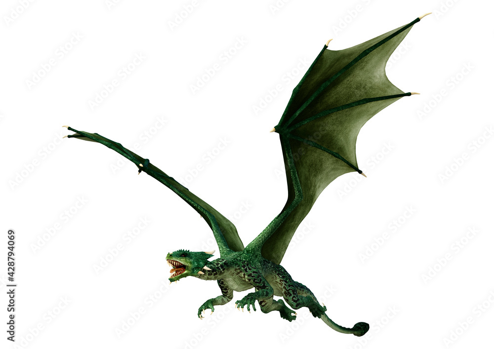 3D Rendering Fairy Tale Dragon on White 3D Rendering Fairy Tale Dragon on White