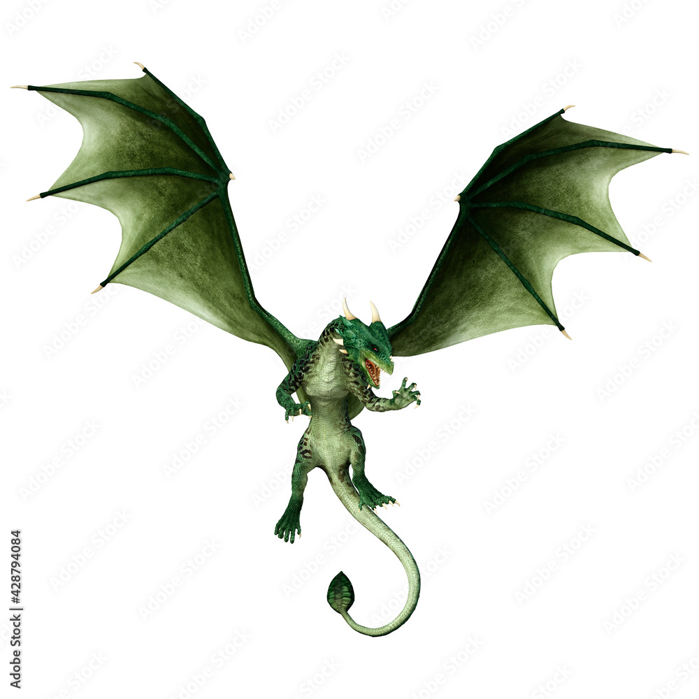 Fototapeta premium 3D Rendering Fairy Tale Dragon on White