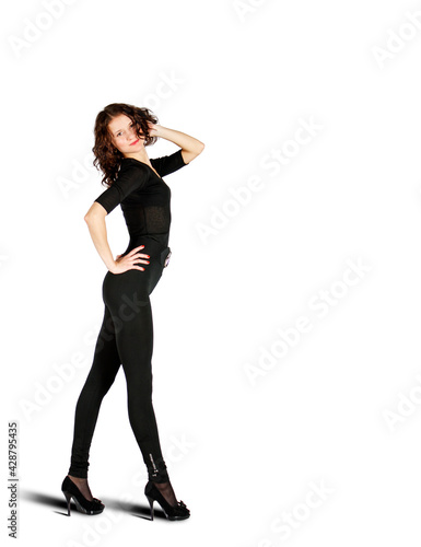 young girl posing standing in the studio