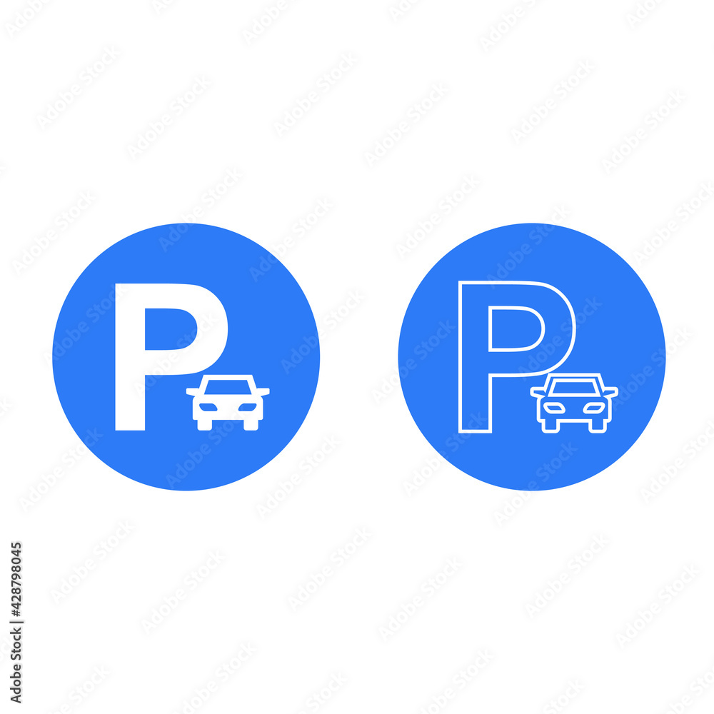 Parking icon vector set. parking lot illustration sign or symbol collection.