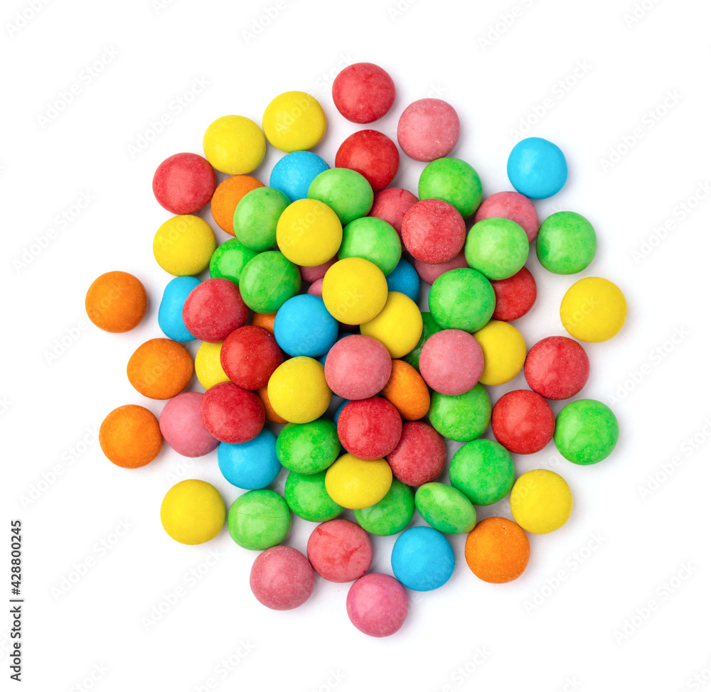 close up of colorful candies isolated on white background close up of colorful candies isolated on white background