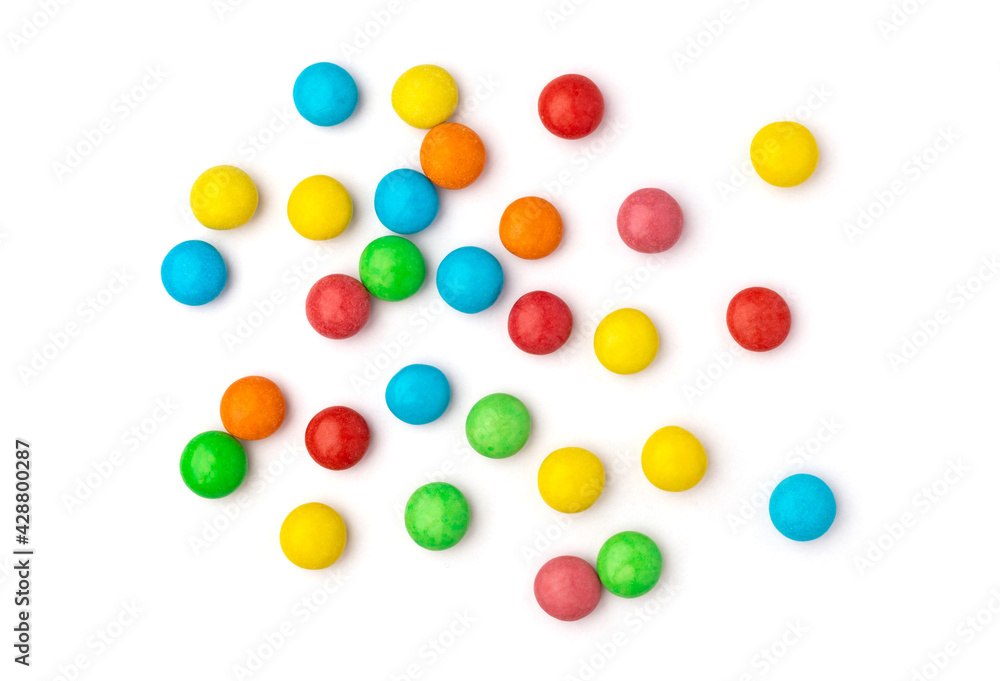 close up of colorful candies isolated on white background close up of colorful candies isolated on white background