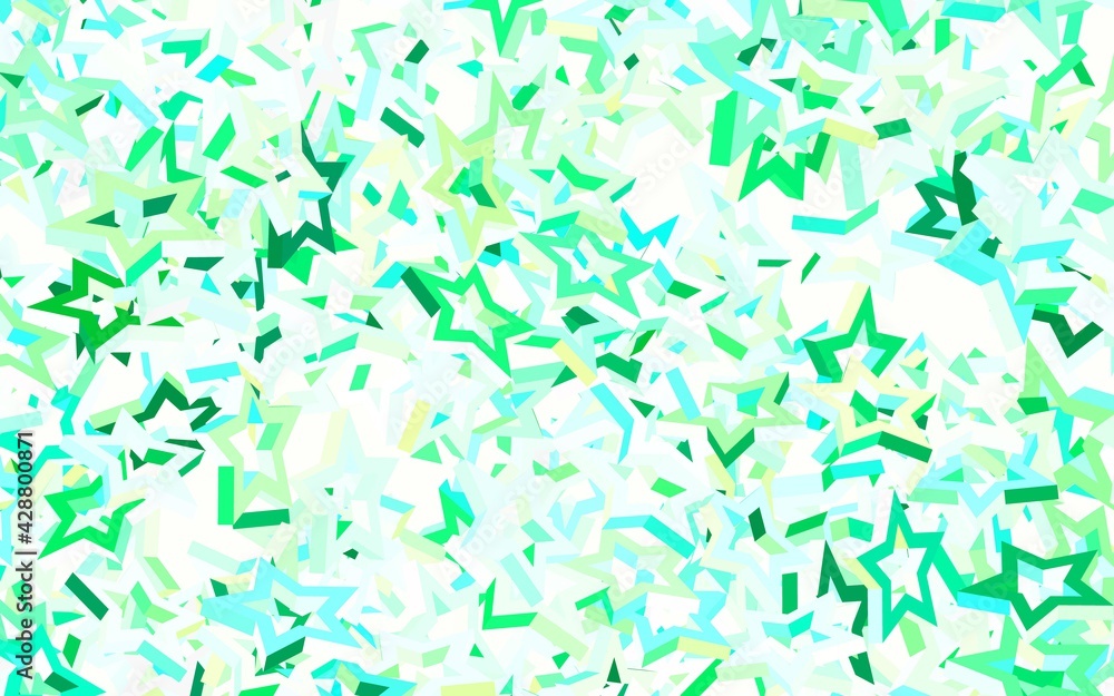 Light Blue, Green vector pattern with christmas stars.