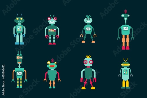 Toy robots vector set