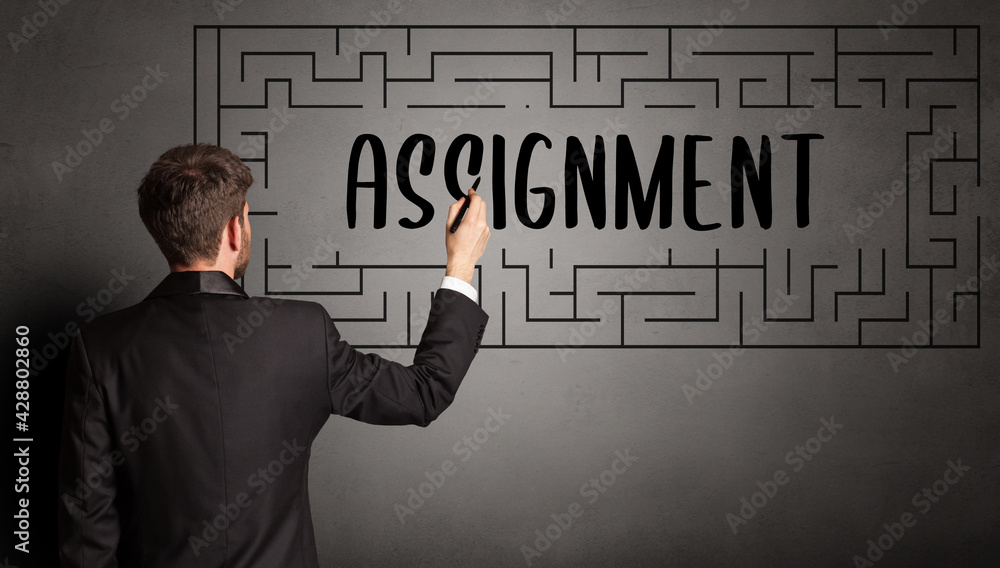 businessman drawing maze concept businessman drawing maze concept