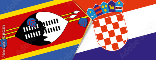 Swaziland and Croatia flags, two vector flags.